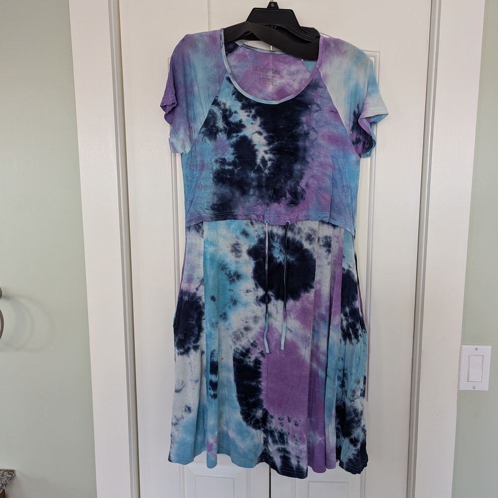 Tie-Dye Short Sleeve Breastfeeding Dress